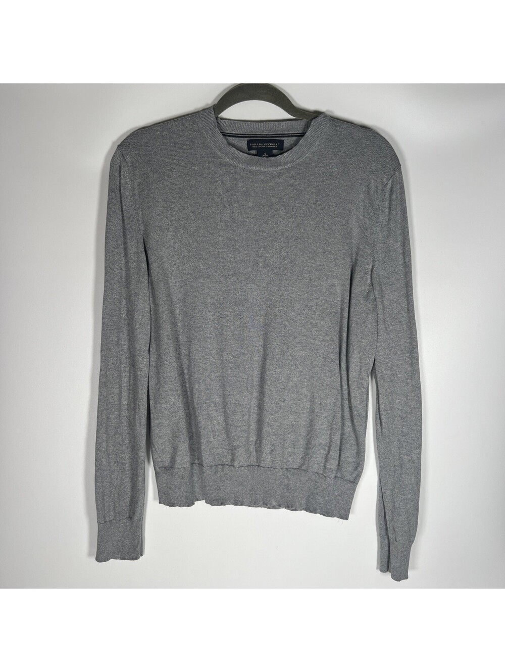 Banana Republic Crew-Neck Silk Cotton Cashmere Pullover Grey -Men's S